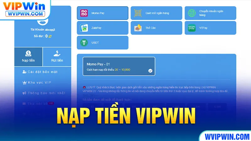 Nạp tiền VIPWIN - WVIPWIN.COM